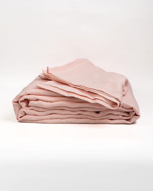 100% European Linen, Pink Natural Duvet Cover